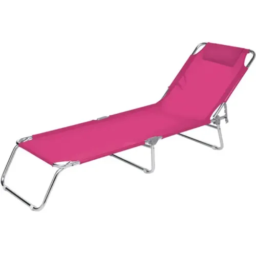 Cadeira de Praia Espreguiçadeira Mor 2704 4 Posições Alumínio PVC Rosa