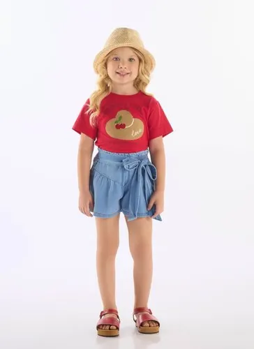 Blusa Infantil Feminina em Algodão Cereja (Vermelho) Up Baby