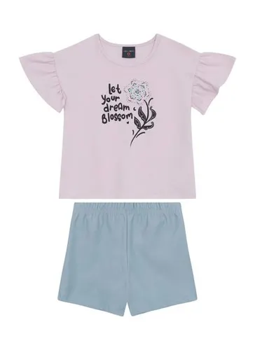 Conjunto Infantil Menina Blusa Dream Blossom e Short (Roxo) Guloseima