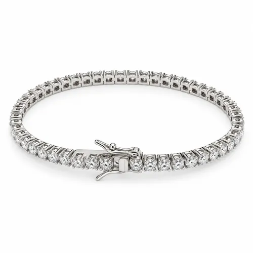Pulseira Riviera 17 cm com Moissanite em Prata