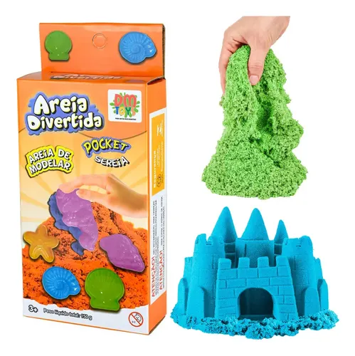 Massinha de Areia Cinética Divertida Sensorial + Moldes 150g