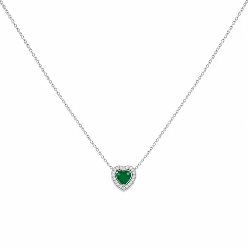 Colar Elos Coração Esmeralda Zirconia Fusion