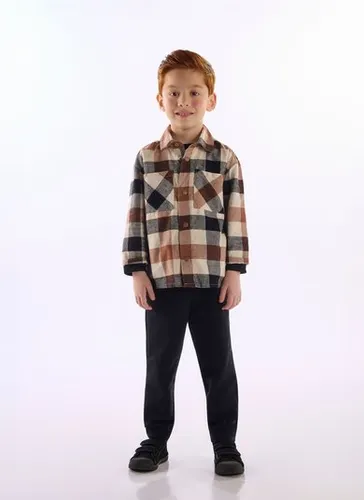 Jaqueta Flanelada Xadrez Infantil Marrom