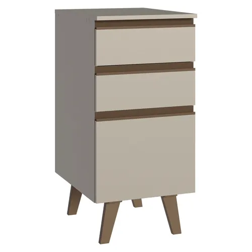 Balcão de Cozinha 40 cm 3 Gavetas com Pés Crema Nice Madesa