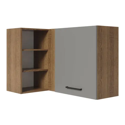 Armário Aéreo de Canto Madesa Agata 1 Porta para linha de 60 cm de profundidade Rustic/Cinza