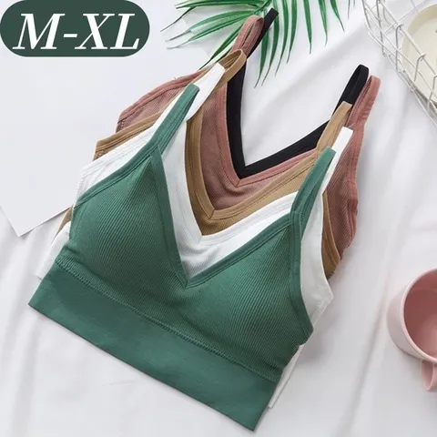 Top Cropped Feminino Canelado Tomara que Caia com Costas em U, Sutiã Confortável, Camisete Streetwear, Lingerie Sexy, Roupa Íntima sem Costura, Bralette Esportiva M-XL