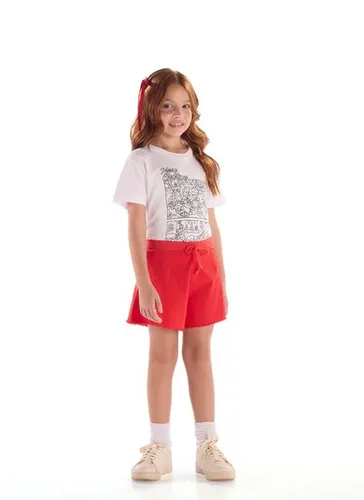 Camiseta Infantil Unissex com Kit de Canetinhas para Pintar Branco