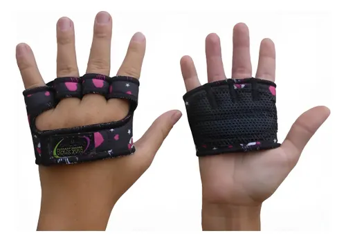 Luva Academia Palmar de Neoprene para Musculação com Estampa Caveirinha Preta