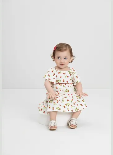 Vestido para Bebê em Cotton com Flores (Estampado) Quimby