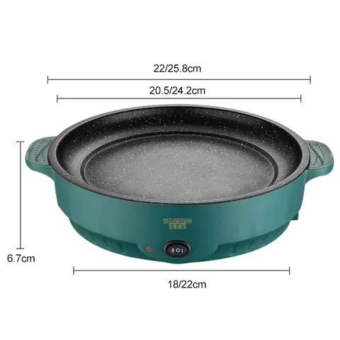 Panela Elétrica Multifuncional 220V para Uso Doméstico, Churrasqueira e Frigideira Antiaderente para Bife, Peixe e Omelete