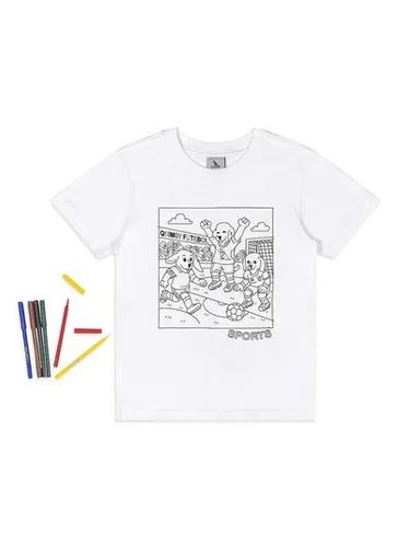 Camiseta Infantil Unissex com Kit de Canetinhas para Pintar Branco Quimby