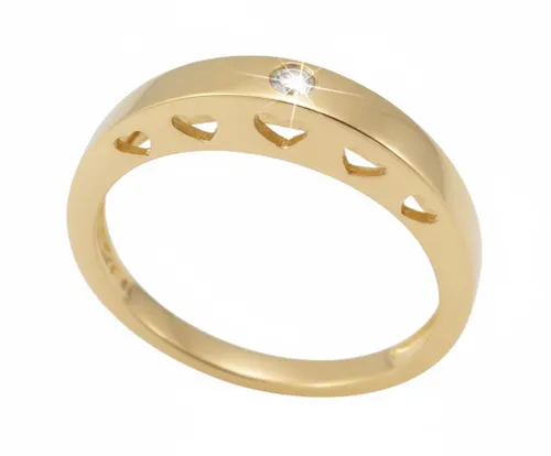 Anel com 1 Diamante de 2 Pontos em Ouro Vazado 18K