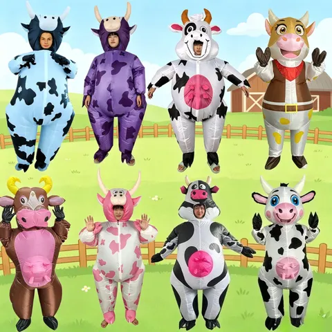 Fantasia Inflável de Vaca para Adultos, Fantasia de Vaca Inflável de Corpo Inteiro para Halloween, Carnaval, Cosplay, Festa, Roupa de Role Play de Animal