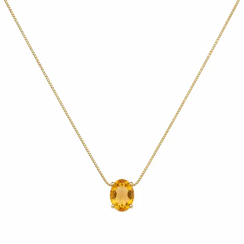 Colar Veneziana Oval Citrino 45 cm em Ouro 18K