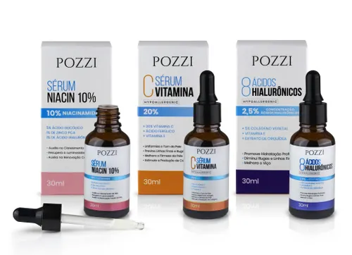Kit CRONOGRAMA FACIAL POZZI- Niacinamida | Vitamina C | 8 Ácidos Hialurôcios
