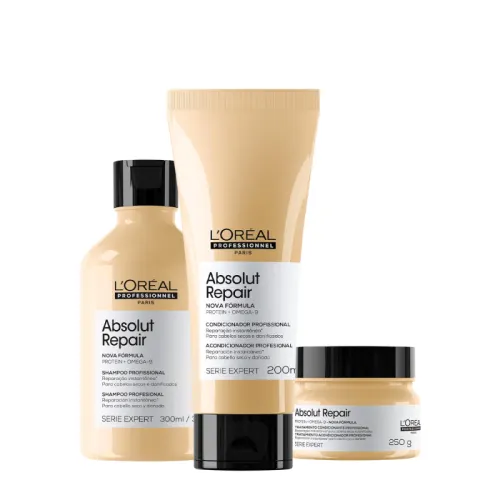 Kit L'Oréal Professionnel Serie Expert Absolut Repair Gold Quinoa Protein Hidratação 3 Produtos