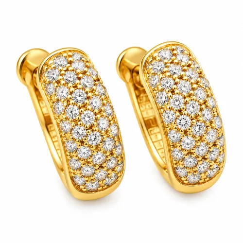 Brinco Argola 1,2 cm Cravejada com Diamantes em Ouro 18K