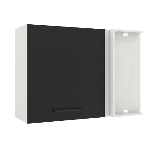 Armário Aéreo de Canto Madesa Agata 1 Porta Branco/Preto