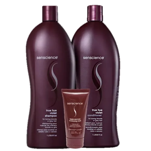 Kit Senscience True Hue Violet Shampoo e Condicionador 1L e Máscara Inner Restore 50ml