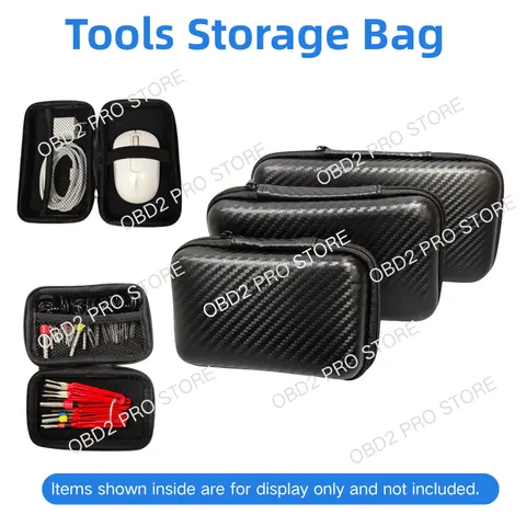 Kit de ferramentas de reparo de carro, bolsa de armazenamento, organizador de remoção de terminal de carro, vários tamanhos, padrão de fibra de carbono com zíper, armazenamento de ferramentas