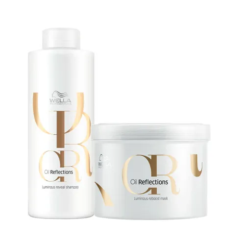 Kit Wella Oil Reflections Shampoo 1 Litro + Máscara 500 ml