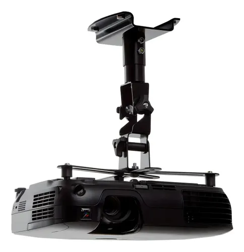 Suporte para Projetor de Teto Parede Fixo Inclinável 15 Graus Giratório 360 Graus Suporta Até 10kg Feito em Aço Carbono Pintura Eletrostática Brasforma Sbrp756 Preto Engate Rápido com Kit de Parafusos
