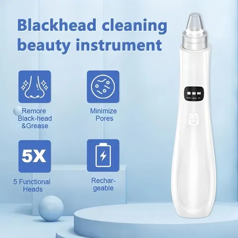 Ferramenta de Sucção Facial, Instrumento de Cuidado com os Poros Recarregável por USB para Limpeza Profunda e Esfoliação da Pele.