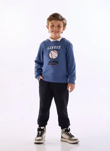Conjunto menino com blusa estampada e calça jogger Azul