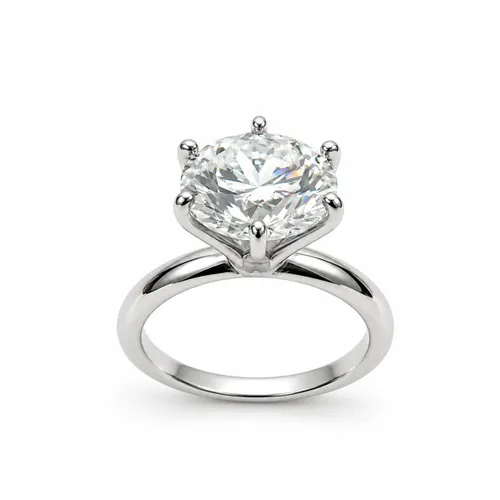 Anel Solitário com Moissanite 12 mm em Prata