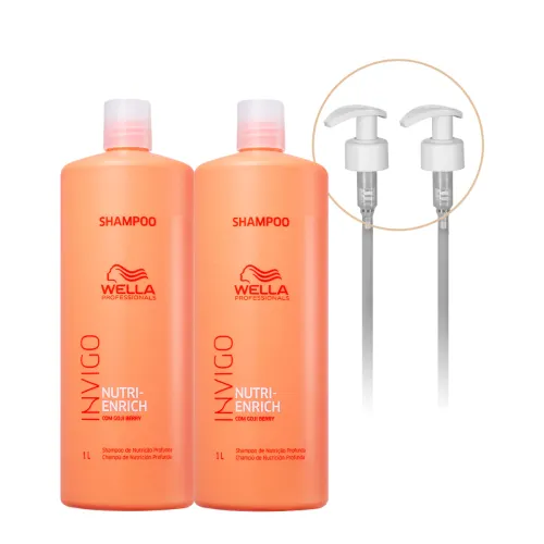 Kit Shampoo Wella Professionals Invigo Nutri-Enrich 2 Unidades 1 Litro com Válvulas