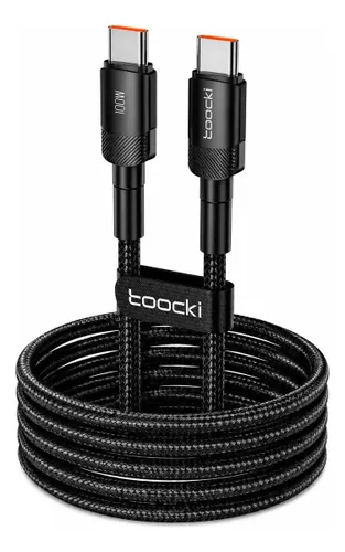 Cabo Toocki USB-C para USB-C 100W 3 Metros PD 3.0 Carregamento Rápido