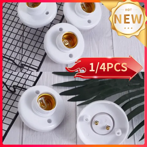 1/4 PEÇAS 220V E27 Soquete de Lâmpada de Rosca Adaptador de Base Branco para Luminária de Teto