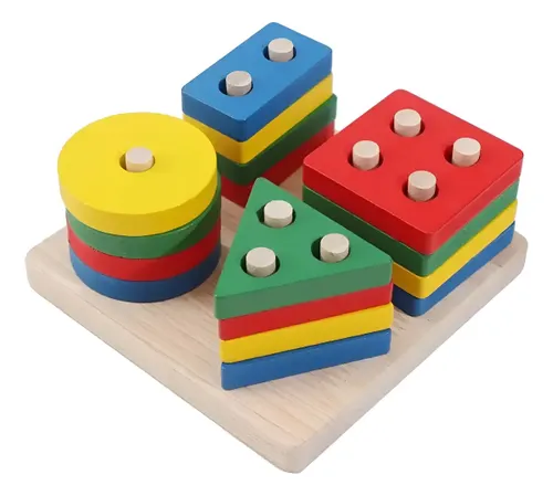 Brinquedo Pedagógico Educativo Encaixe Formas Geométricas Cor Colorido