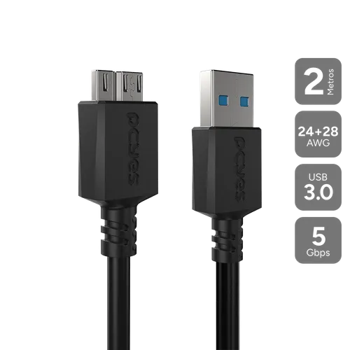 Cabo PCYES USB A 3.0 para Micro USB B 3.0 2m PUAMCM3-2
