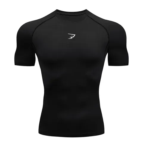 Homens correndo compressão camiseta de manga curta esporte t ginásio fitness sportshirts masculino jogging treino homme camisa atlética topos