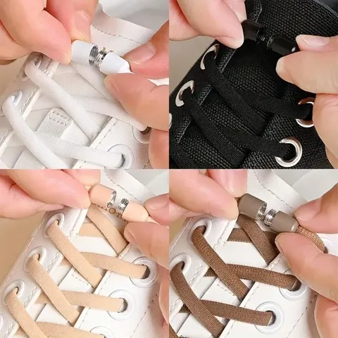 Cadarços elásticos sem nós, em formato semicircular, para tênis de criança e adulto, cadarços com fecho de metal para facilitar o uso, cordões para sapatos.