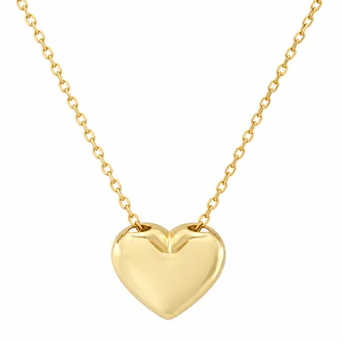 Colar  Coração Polido 45cm  em Ouro 18K