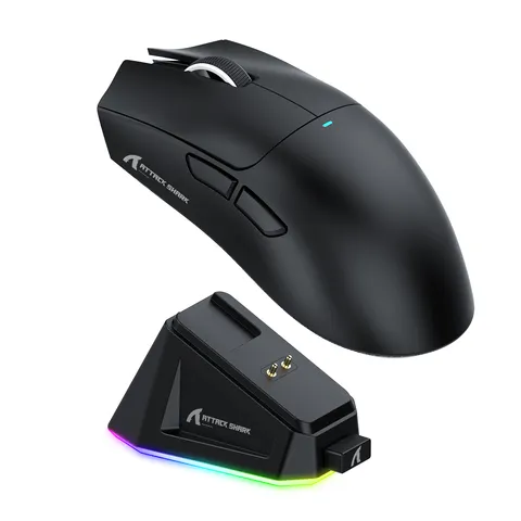 Mouse sem fio bluetooth attack shark x11, três modos 2.4g paw3311 rgb pc, doca de carregamento magnético, mouse para jogos e-sports