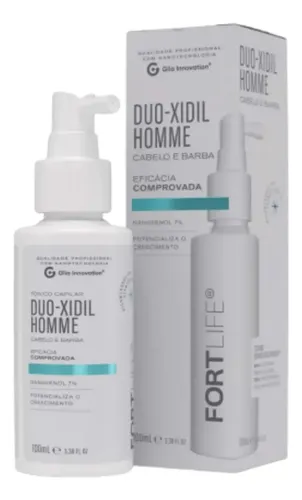 Tônico Capilar Antiqueda Duo-Xidil Homme Crescimento Barba e Cabelo 100ml FortLife sem Fragrância