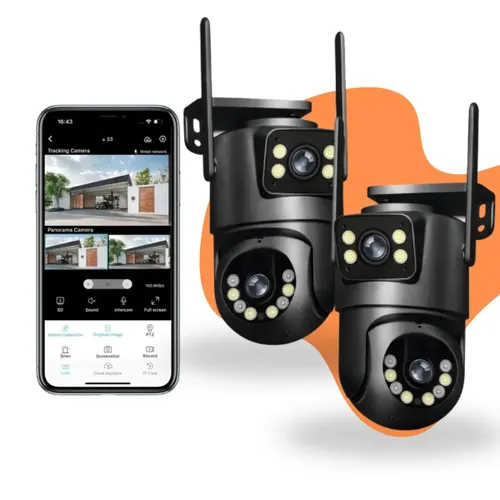 Kit 2 Câmeras IP Full HD WiFi para Segurança Residencial com Áudio Bidirecional e Visão Noturna Colorida