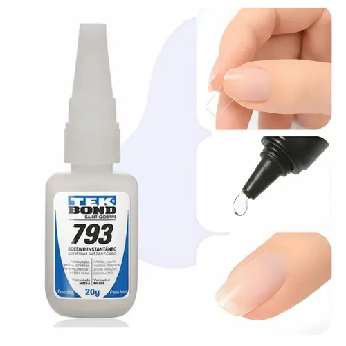 Cola 20g para Unha Postiça Acrigel Tips Gel Secagem Rápida Extra Forte Profissional
