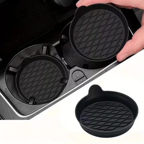 Porta-copos de carro de silicone de 2 peças – antiderrapante, resistente ao calor, acessórios interiores, opções cinza e preto