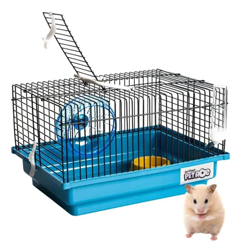 Gaiola Hamster Roedores Porquinho da Índia Roda e Acessórios Cor Azul