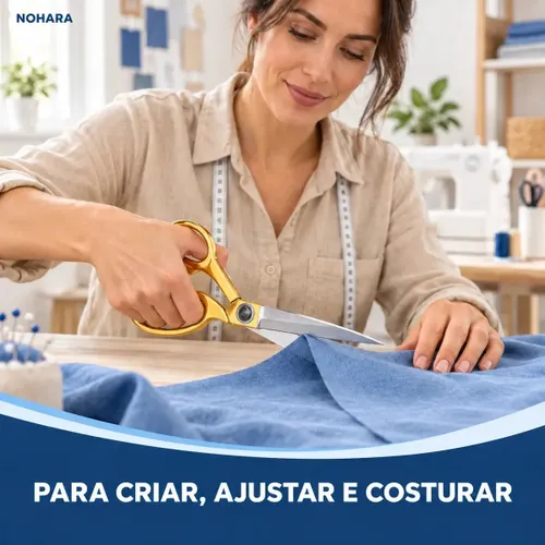 Tesoura Alfaiate Profissional Aço Inox Dourada para Costura 26.5cm Nohara