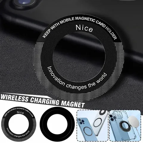 1/2/6 Peças de Anel Metálico Magnético Magsafe para Celular, Adesivo Metálico Universal, Placa de Suporte para Carregador sem Fio, Ímã para Suporte Automotivo
