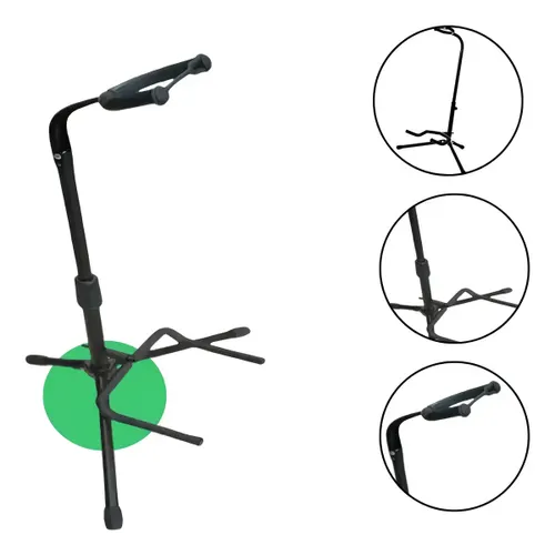 Suporte de Chão para Guitarra, violão, baixo Regulável Aço-Metalon Preto Dc Music
