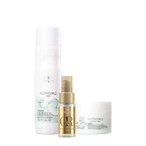 Kit Wella Professionals Nutricurls Shampoo 250ml Máscara 150ml e Óleo Oil Reflections 30ml