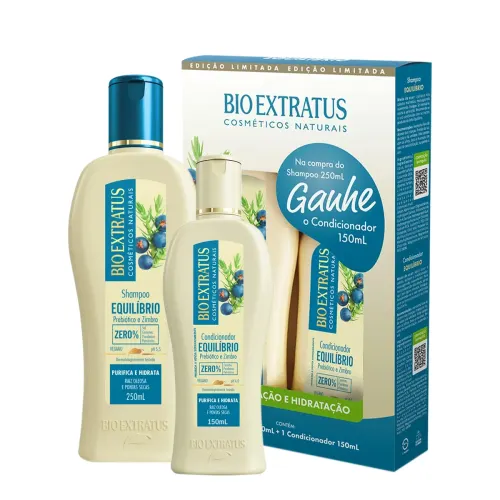 Kit Bio Extratus Equilíbrio Prebiótico e Zimbro Shampoo 250ml e Condicionador 150ml