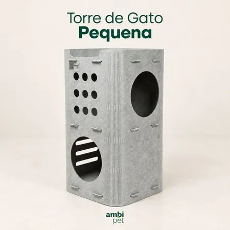 Torre de Gato Pequena Ambipet Sustentável Playground Casinha Nicho Escalada 62cm Ambiplast Reciclado