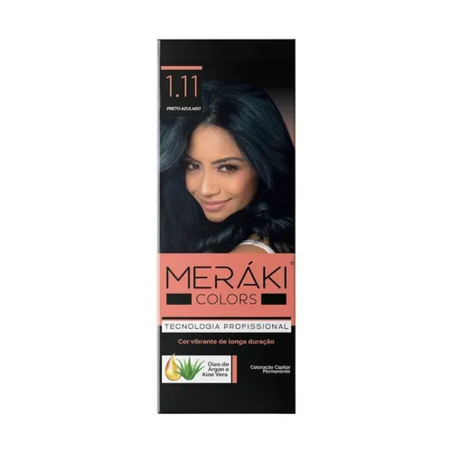 Kit Tintura Meráki Color Preto Azulado 1.11 125gr